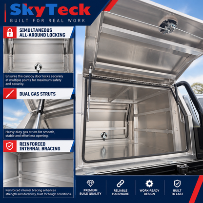 1000 × 1770 × 850mm Aluminium Ute Canopy – Silver