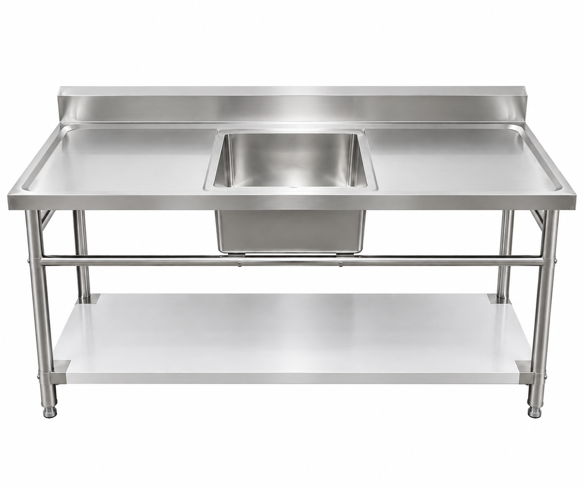 Stainless Steel Kitchen Sink 1800mm Single Centre Bowl