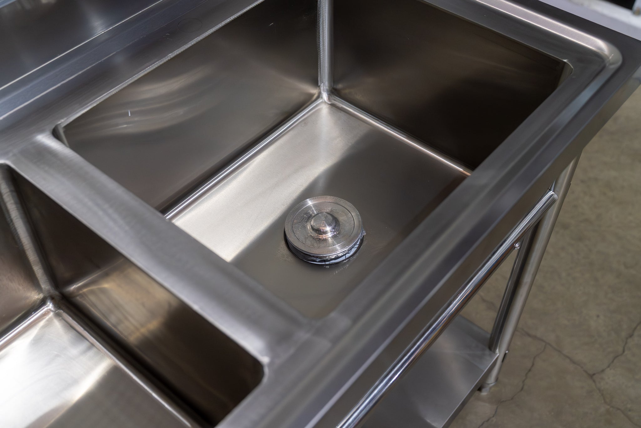 1800W X 600 D X 900 H Double left Stainless Steel Commerical Kitchen Sink With 120mm Splashback