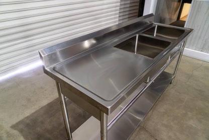 Commercial Kitchen Sink 1800mm Double Bowl Right Stainless Steel