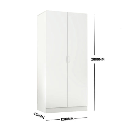 (Brisbane Only) 5-Tier Storage Wardrobe Cabinet White 1200 x 2000 x 450mm