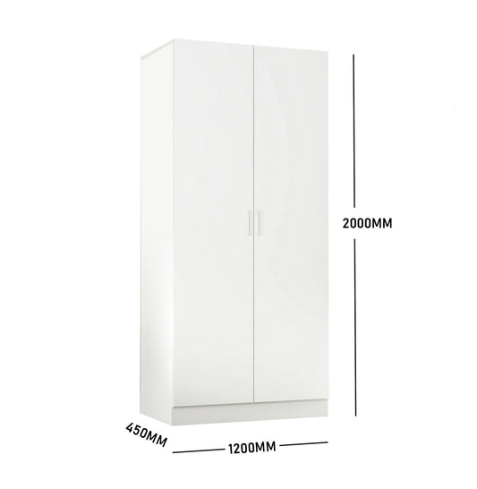 (Brisbane Only) 5-Tier Storage Wardrobe Cabinet White 1200 x 2000 x 450mm
