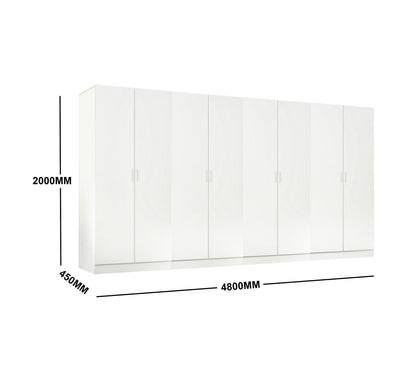 (Brisbane Only) 5-Tier Storage Wardrobe Cabinet White 1200 x 2000 x 450mm