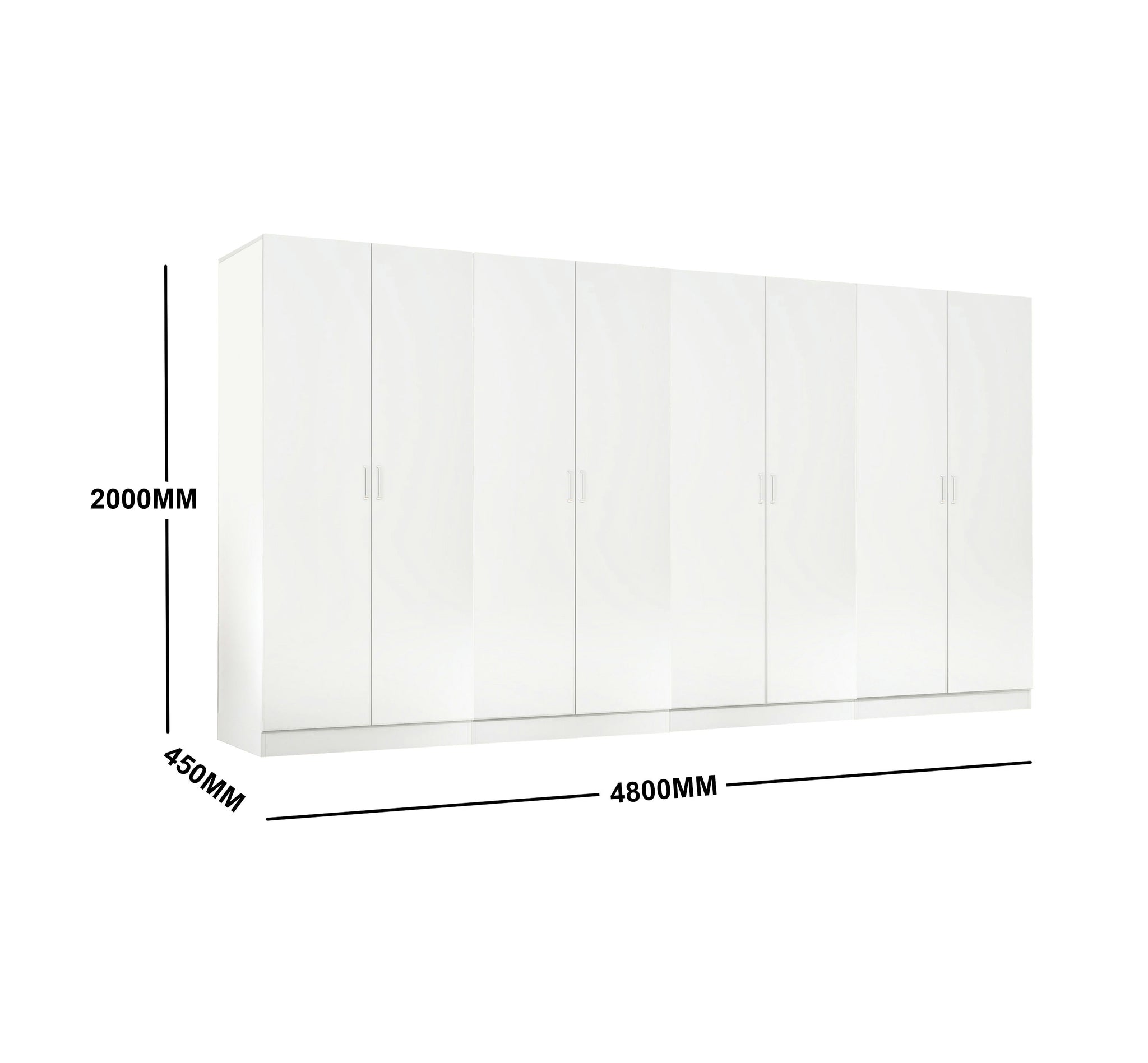 (Briabane & Melboune Only) White 5 tier Storage Wardorbe Cabinet with shelves 1200mm (L) x 2000mm (H) x 450mm (D)