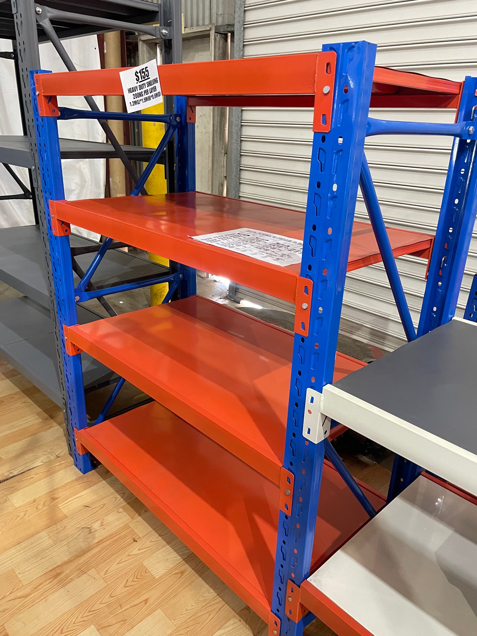 2M(L) X 1.8M(H) X 0.6M(D) SHELVES RACKING METAL STEEL BLUE AND ORANGE 2018