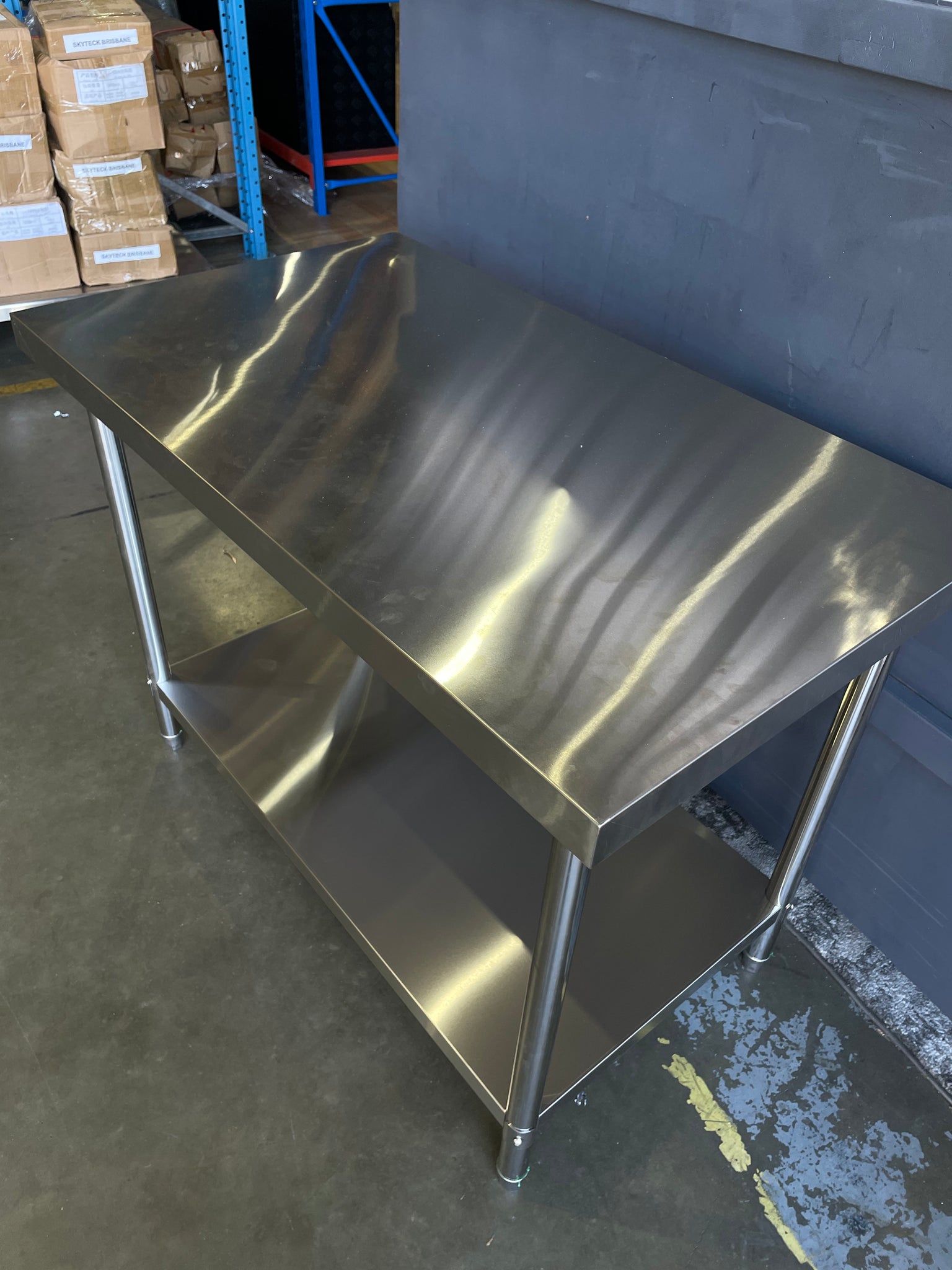 (Brisbane ONLY) 1200x700x900mm Stainless Steel Metal 2 Tier Workbench Kitchen Bench