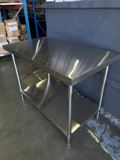 1200mm(L)x600mm(D)x900mm 304 Stainless Steel Workbench – 2-Tier Commercial Kitchen Prep Table, Outdoor BBQ Table, Food Prep & Garage Work Table