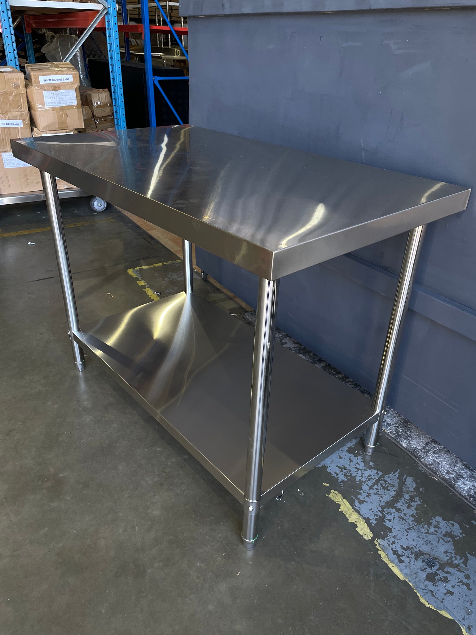 (Brisbane ONLY) 1200x700x900mm Stainless Steel Metal 2 Tier Workbench Kitchen Bench