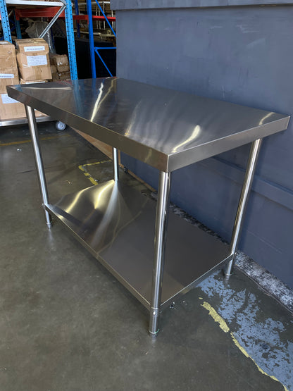 (Brisbane ONLY) 1500mm(L) x700(D) x900mm(H)  304 Stainless Steel Food Grade Kitchen 2-tier Workbench