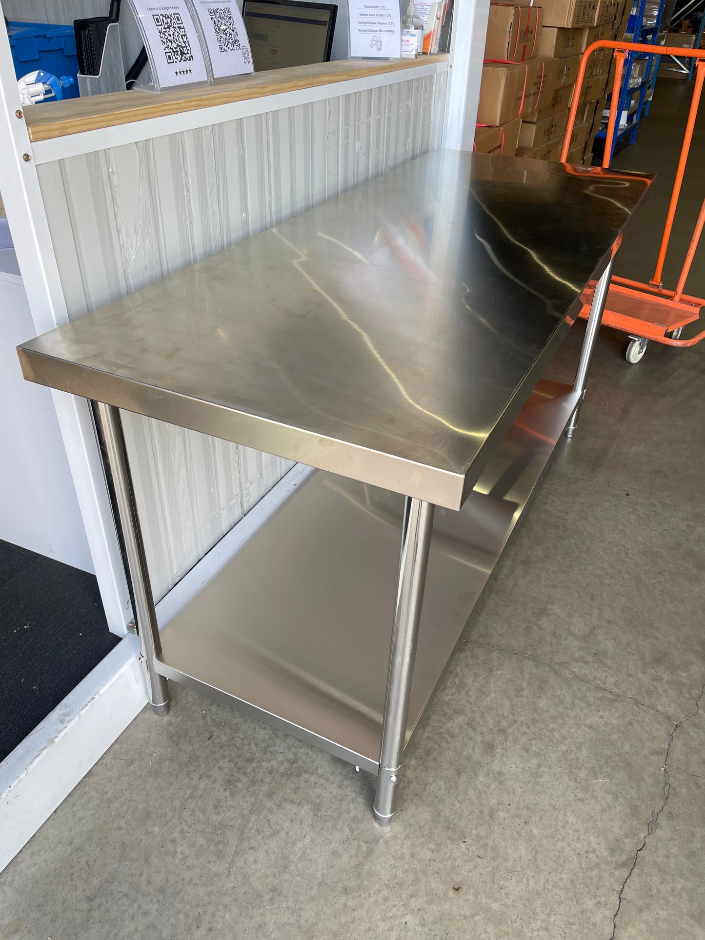 (Brisbane ONLY) 1800mm(L) x700(D) x900mm(H)  304 Stainless Steel Food Grade Kitchen 2-tier Workbench