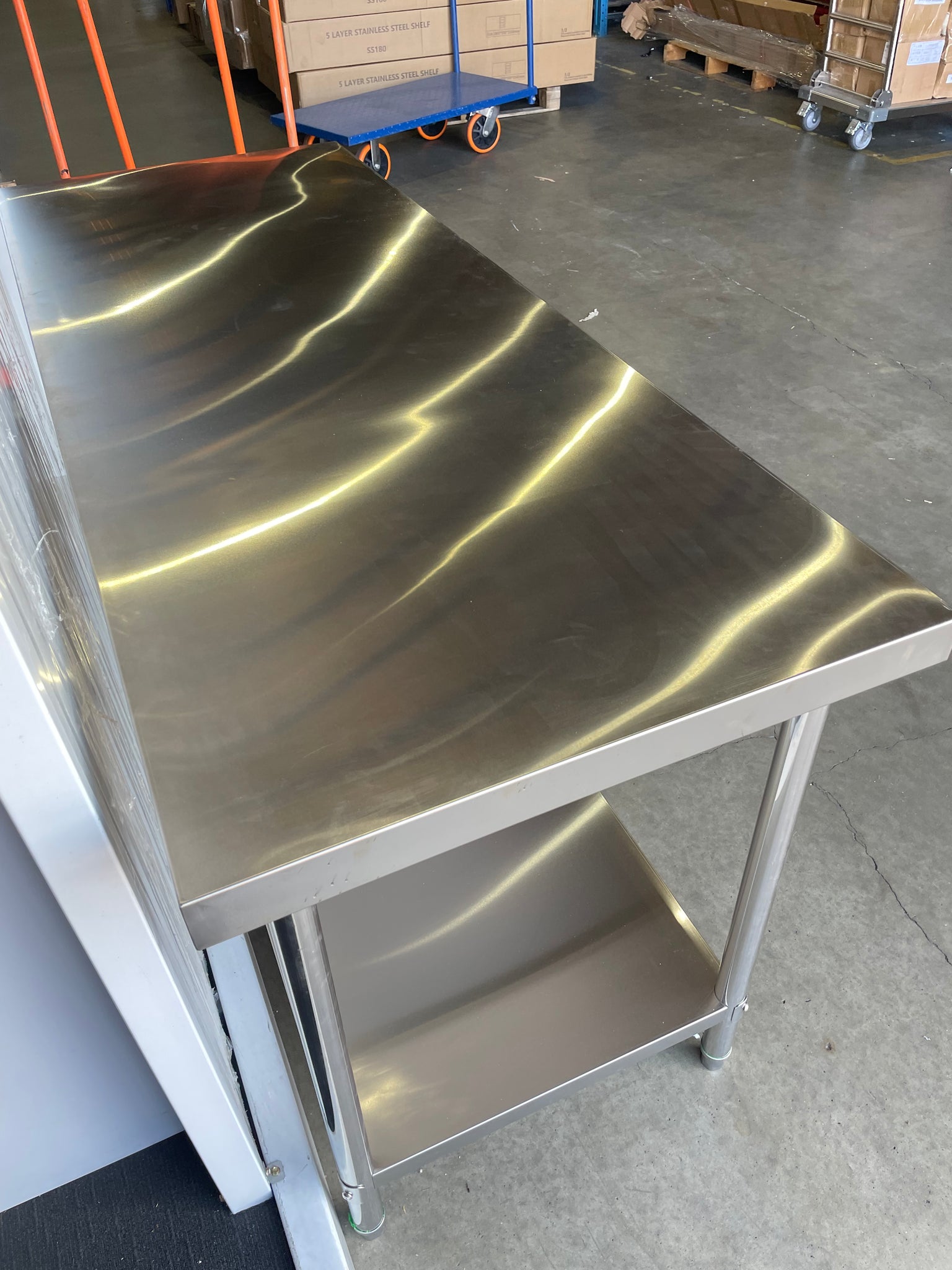 Back In stock around 1.1 (Brisbane ONLY) 1800(L)x700(D)x900(H)mm Stainless Steel Metal 2 Tier Workbench Kitchen Bench (Copy)