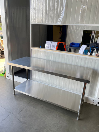 (Brisbane ONLY) 1800mm(L) x700(D) x900mm(H)  304 Stainless Steel Food Grade Kitchen 2-tier Workbench