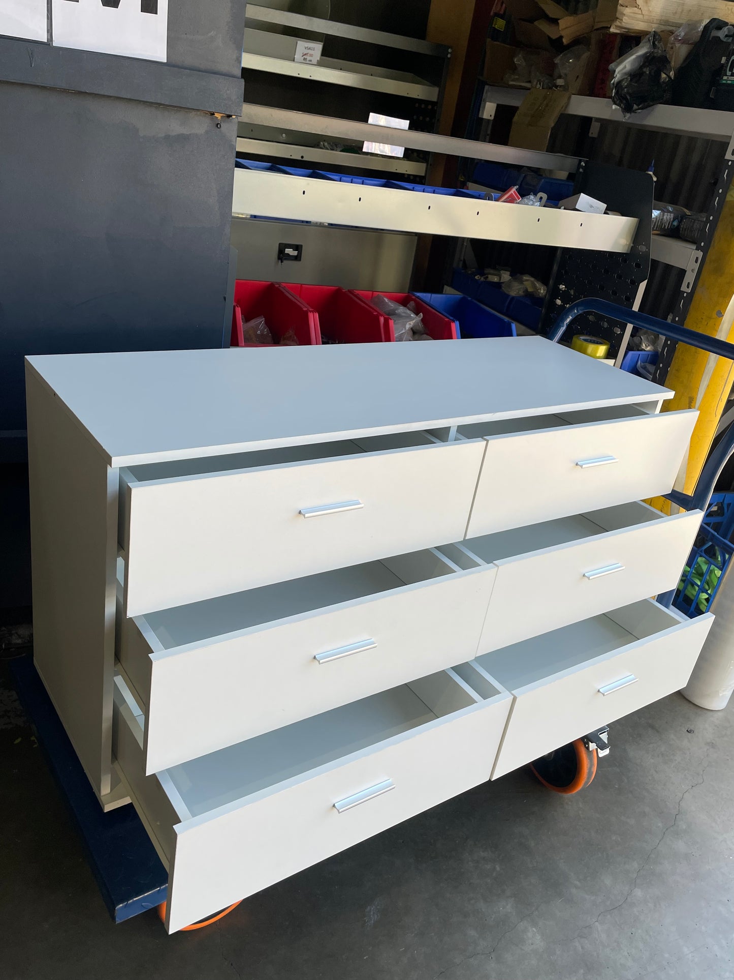 (Brisbane Only) 6-Drawer Horizontal Storage Cabinet White 1200mm Wide