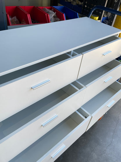 (Brisbane Only) 6-Drawer Horizontal Storage Cabinet White 1200mm Wide