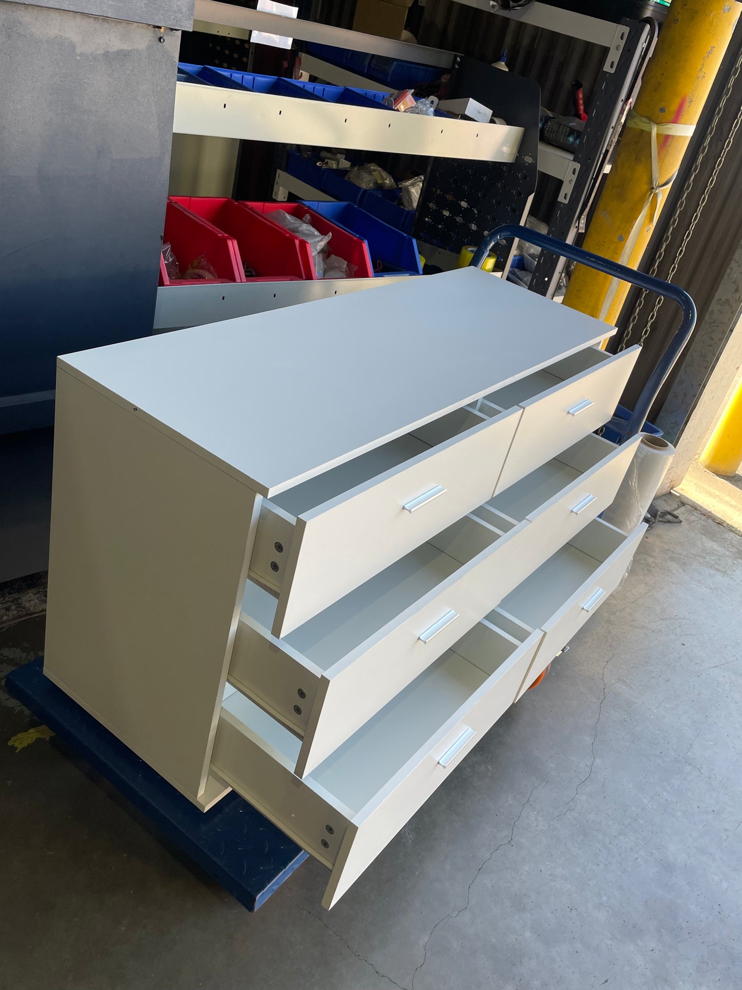 (Brisbane Only) 6-Drawer Horizontal Storage Cabinet White 1200mm Wide