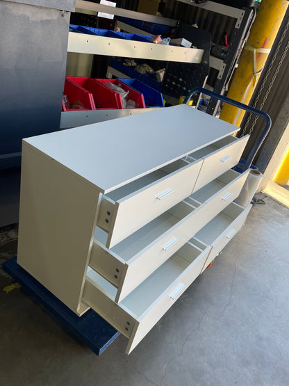 (Brisbane Only) 6-Drawer Horizontal Storage Cabinet White 1200mm Wide