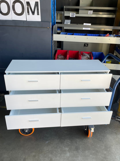 (Brisbane Only) 6-Drawer Horizontal Storage Cabinet White 1200mm Wide