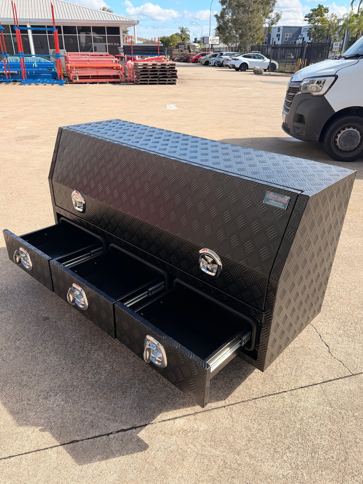Aluminium Checkerplate UTE Tool Box 170cm 3 Drawers Adjustable Shelf
