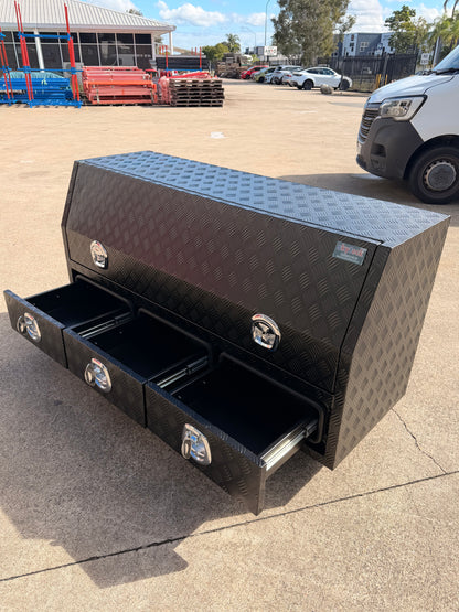 Aluminium Checkerplate UTE Tool Box 170cm 3 Drawers Adjustable Shelf