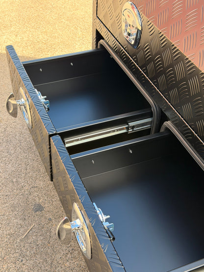 Aluminium Checkerplate UTE Tool Box 170cm 3 Drawers Adjustable Shelf