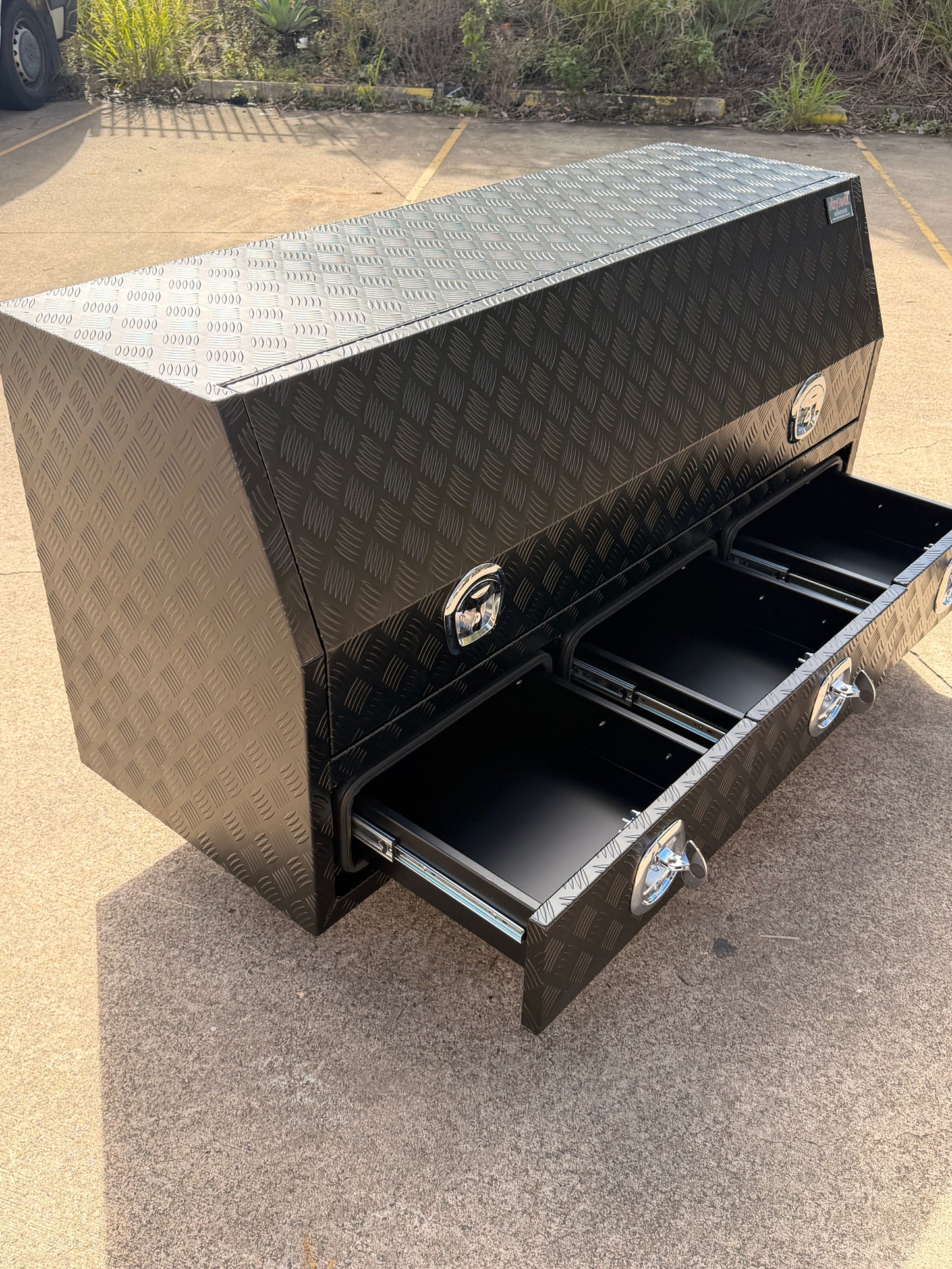 Aluminium Checkerplate UTE Tool Box 170cm 3 Drawers Adjustable Shelf