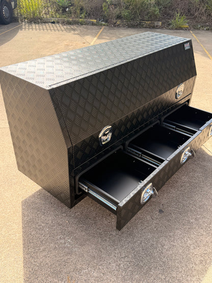 Aluminium Checkerplate UTE Tool Box 170cm 3 Drawers Adjustable Shelf