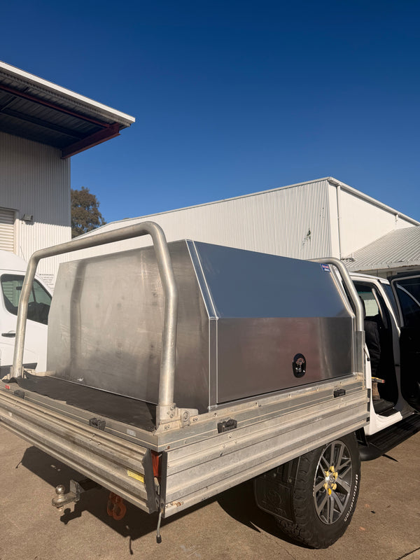 Silver aluminium canopy on a ute