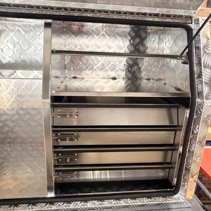 Aluminium Checkerplate UTE Tool Box 170cm with 4 Drawers and Shelf