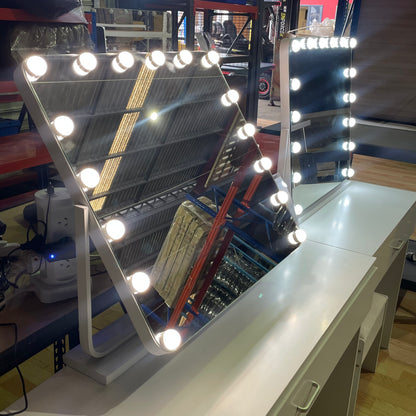 White Make-up Hollywood Led Mirror Hollywood Style LED Vanity Mirror Lights with dimmable Bulbs, USB Cable-  SIZE: 58CM X 46CM ML-DS08