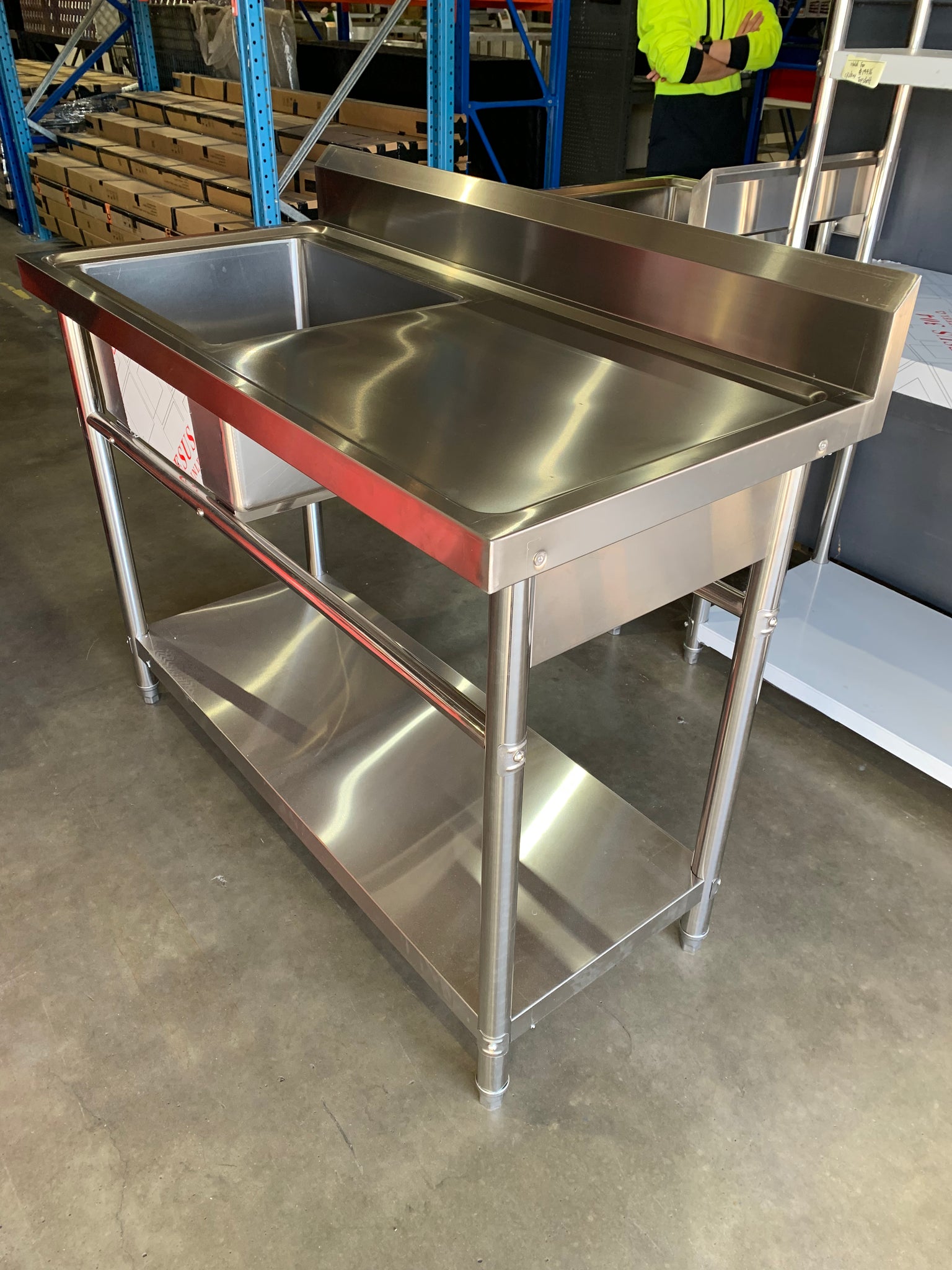 1200W X 600 D X 900 H Single Left Stainless Steel Commerical Kitchen Sink With 120mm Splashback