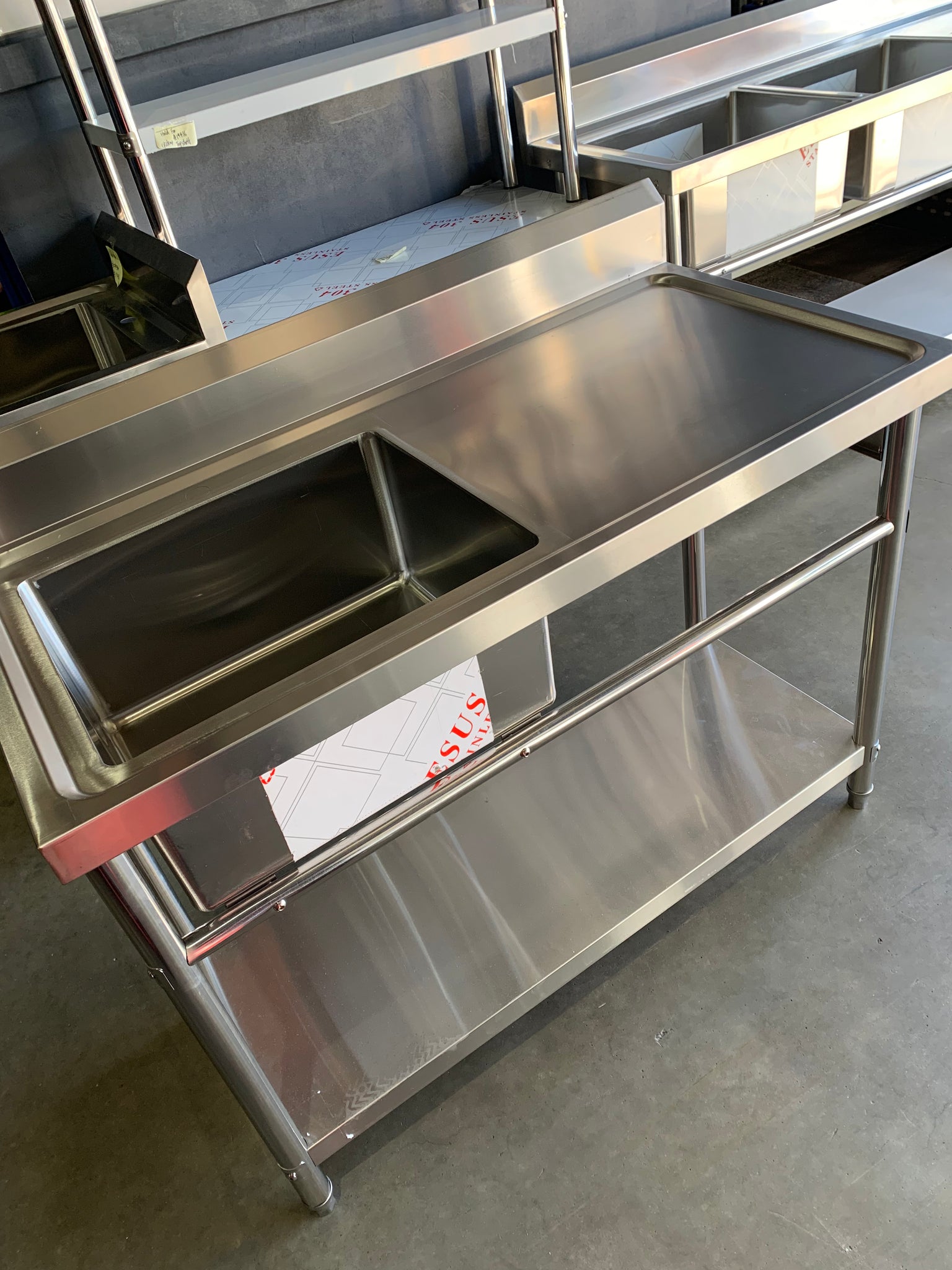 1200W X 600 D X 900 H Single Left Stainless Steel Commerical Kitchen Sink With 120mm Splashback