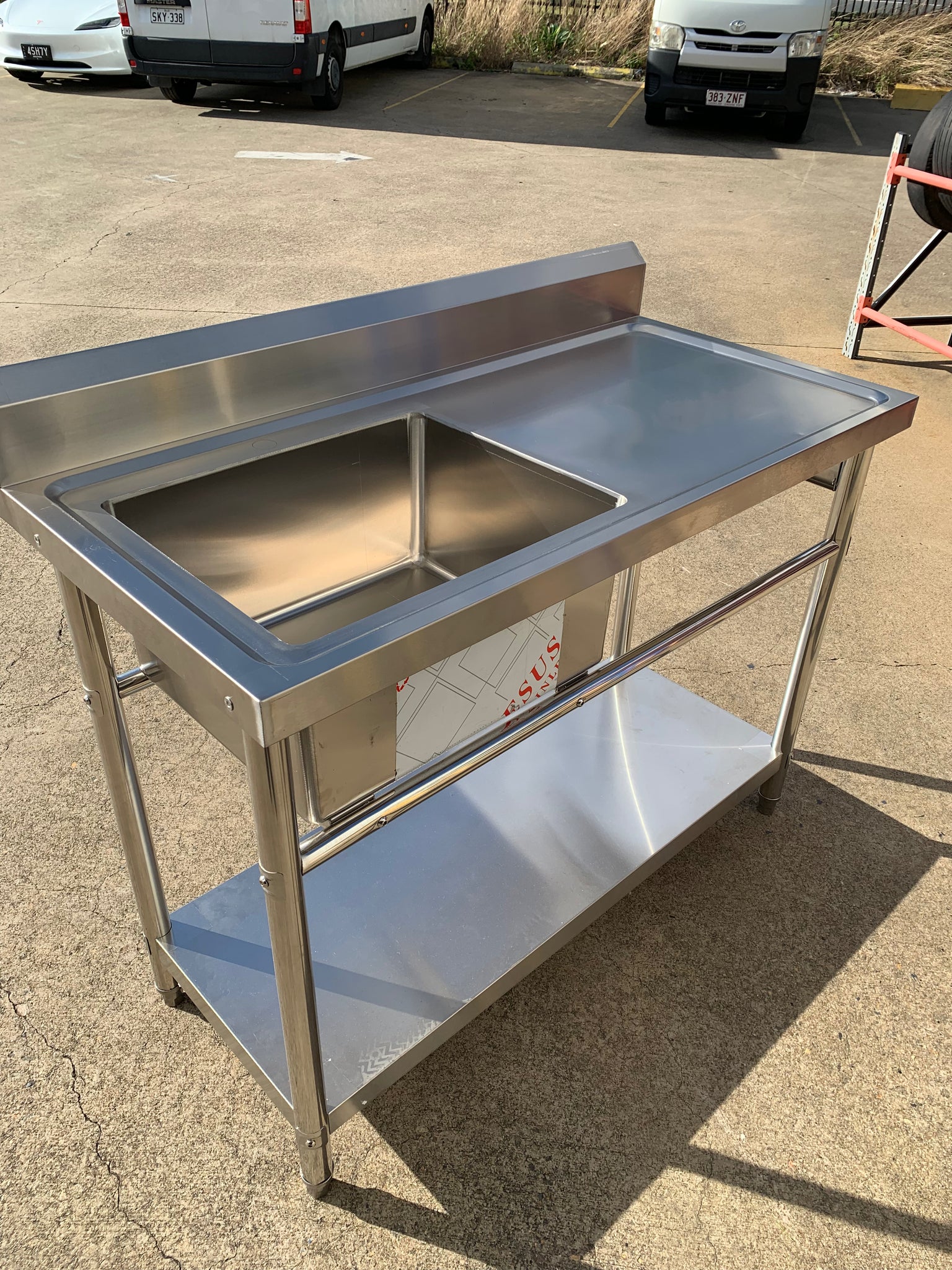 1200W X 600 D X 900 H Single Left Stainless Steel Commerical Kitchen Sink With 120mm Splashback