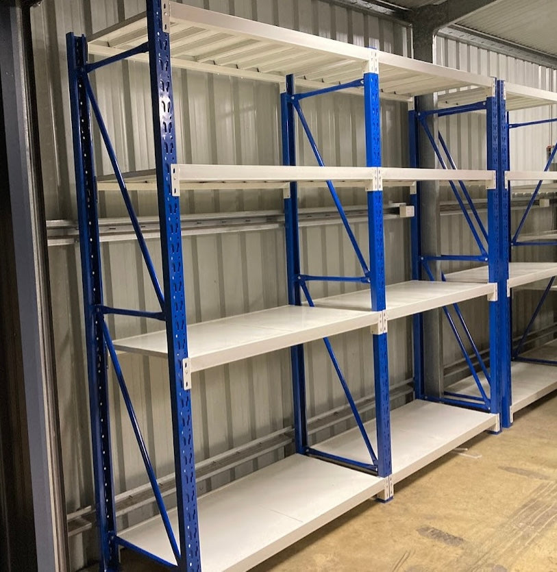 3M(L) X 2M(H) X 0.6M(D) Heavy Duty  Double Bay Garage Warehouse Metal Storage Shelving Shelves BLUE AND WHITE 3020