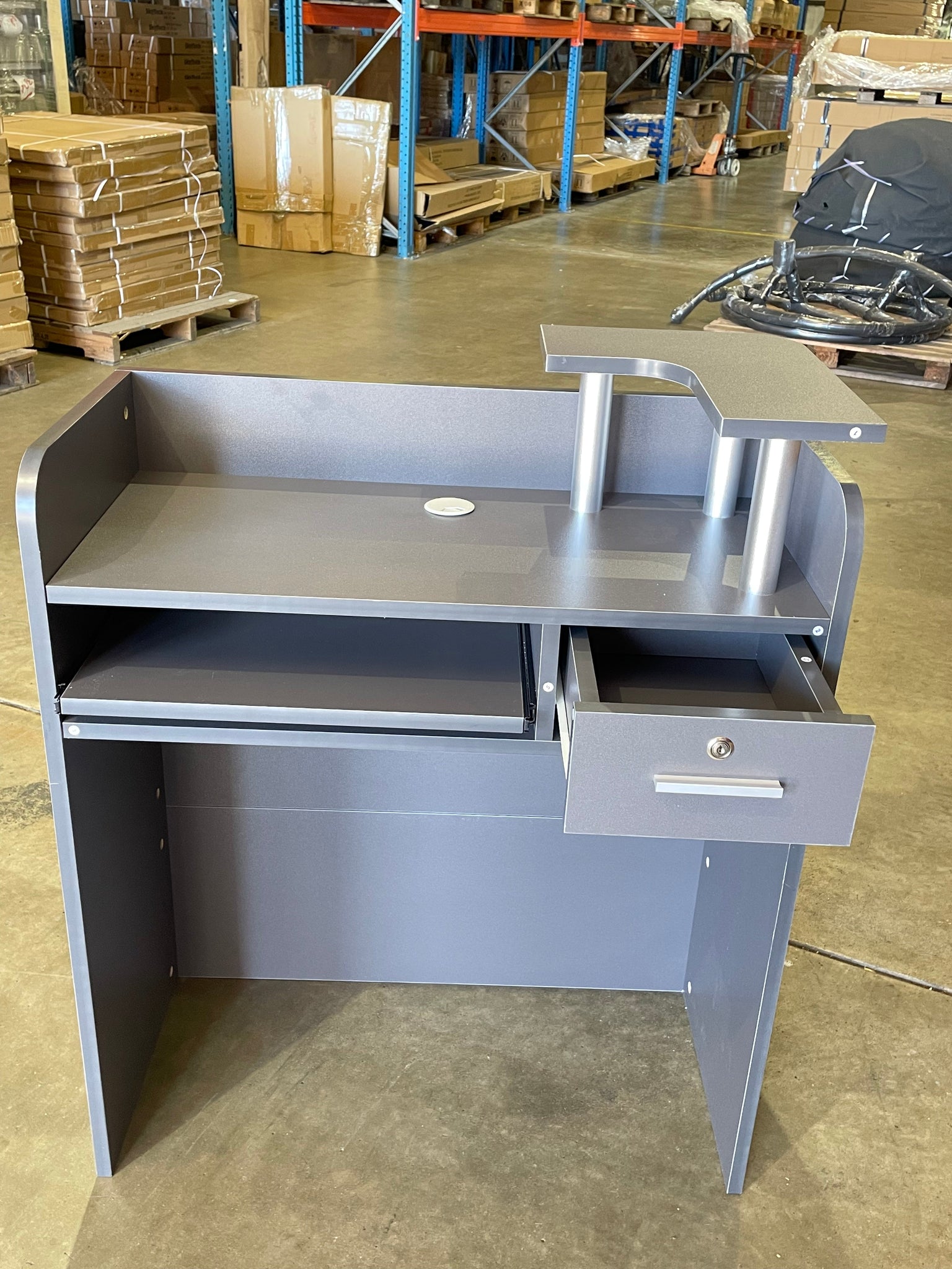 BRAND NEW 80CM SMALL GREY CHARCOAL COMPACT RECEPTION DESK (Copy)