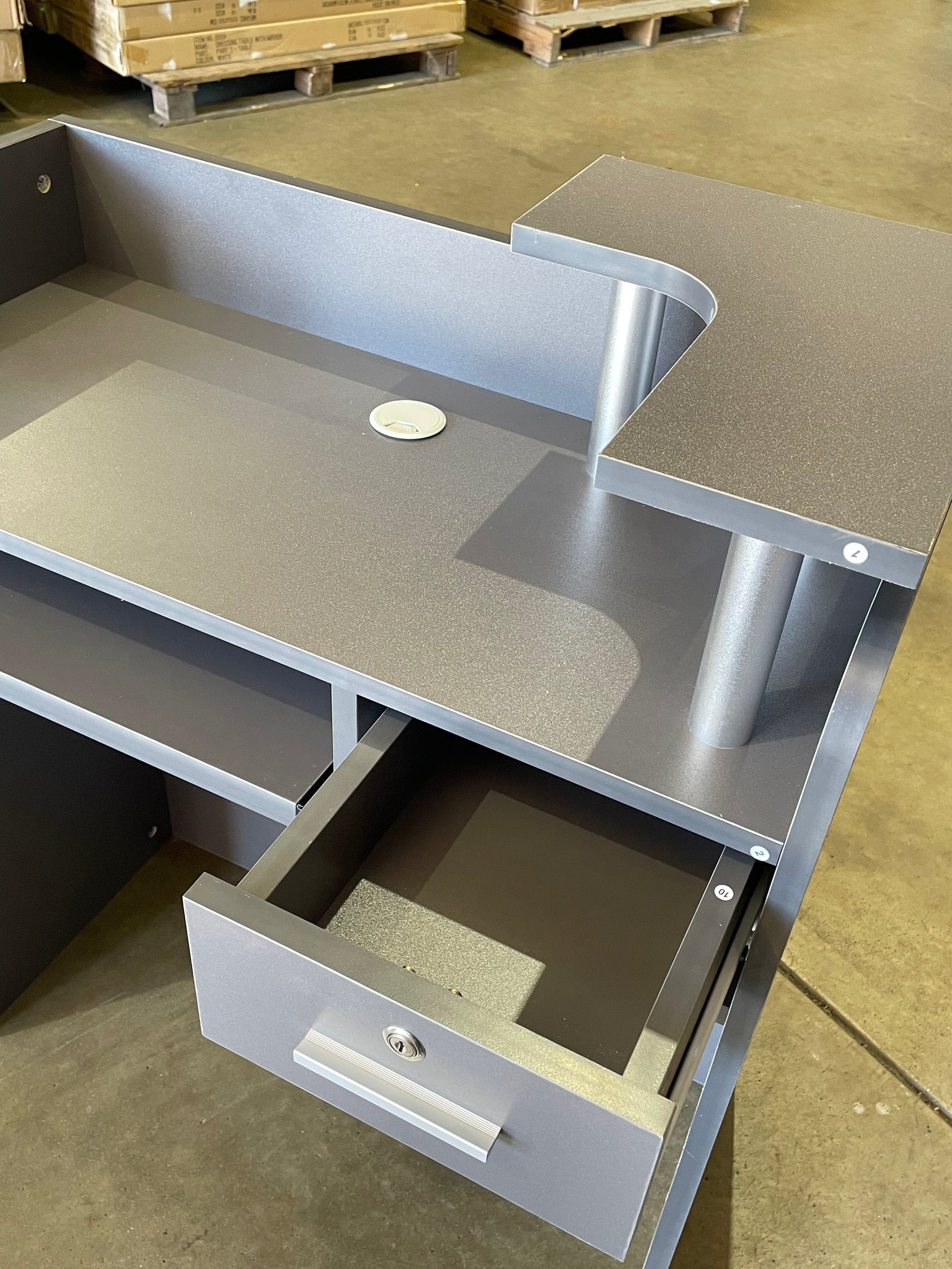 BRAND NEW 80CM SMALL GREY CHARCOAL COMPACT RECEPTION DESK (Copy)