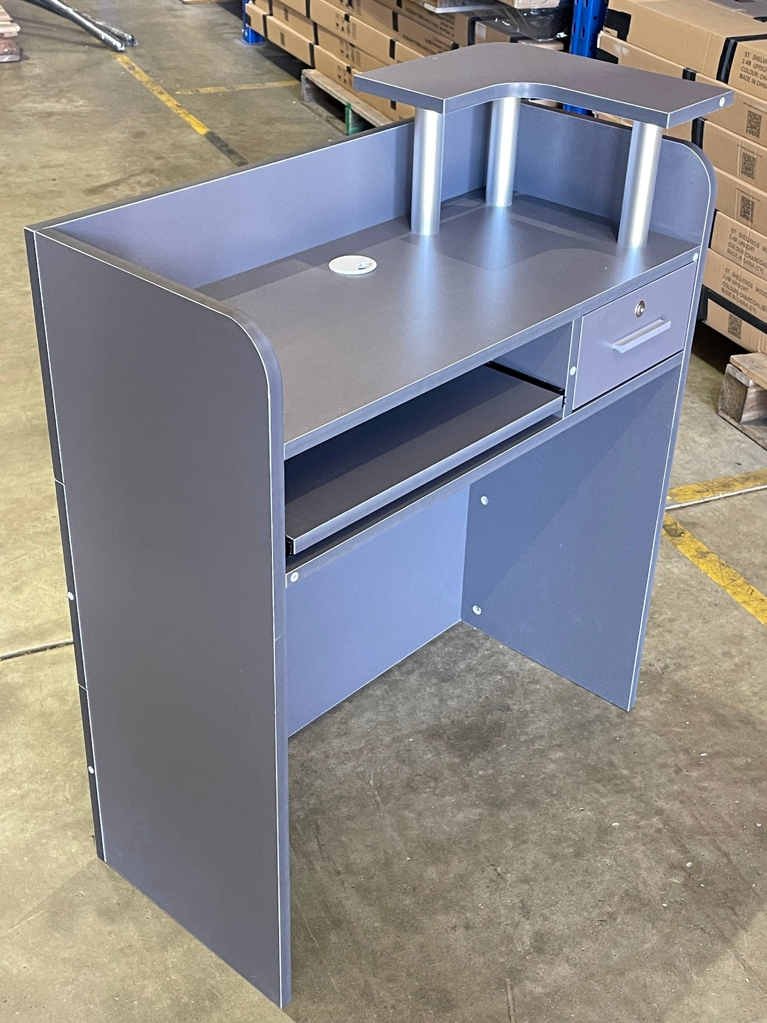 BRAND NEW 80CM SMALL GREY CHARCOAL COMPACT RECEPTION DESK (Copy)