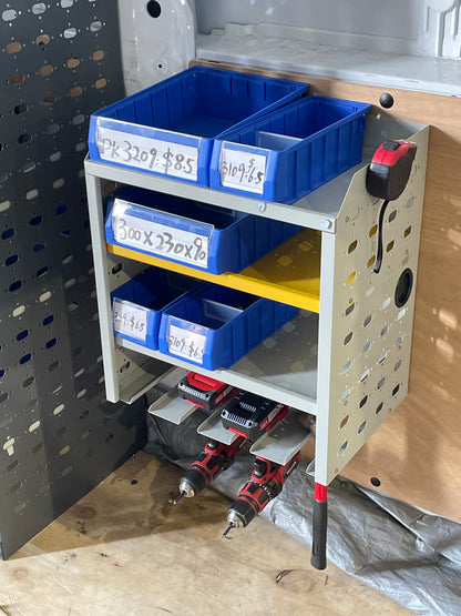 Wall-Mount 3-Tier Metal Shelf Rack with Drill Holders