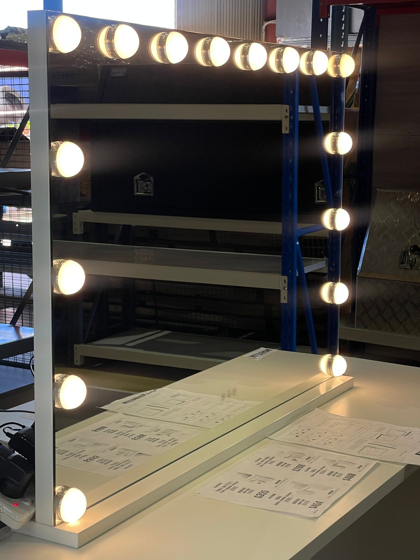 Hollywood LED Vanity Mirror with Dimmable Bulbs 100 x 70cm