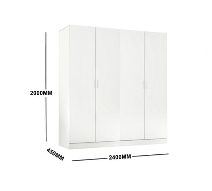 (Brisbane Only) 5-Tier Storage Wardrobe Cabinet White 1200 x 2000 x 450mm