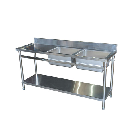 1800W X 600 D X 900 H Double Right Stainless Sink With 120mm Splashback