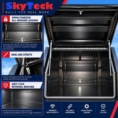 1500 × 1770 × 850mm Aluminium Ute Canopy – Black