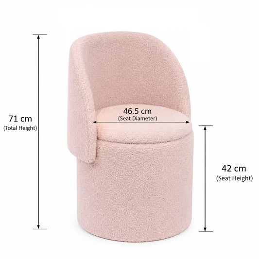 Vanity Stool with Storage and Foldable Backrest, Pink, 51×46.5×71cm