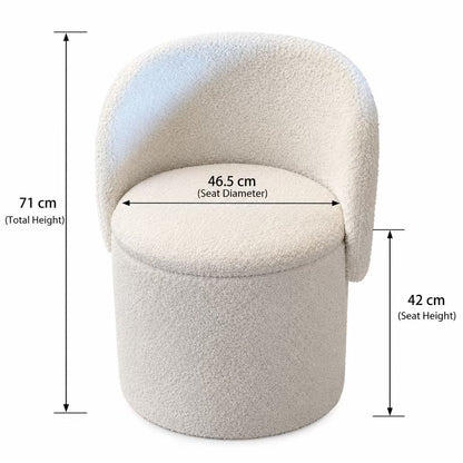 Vanity Stool with Storage and Foldable Backrest, Cream, 51×46.5×71cm