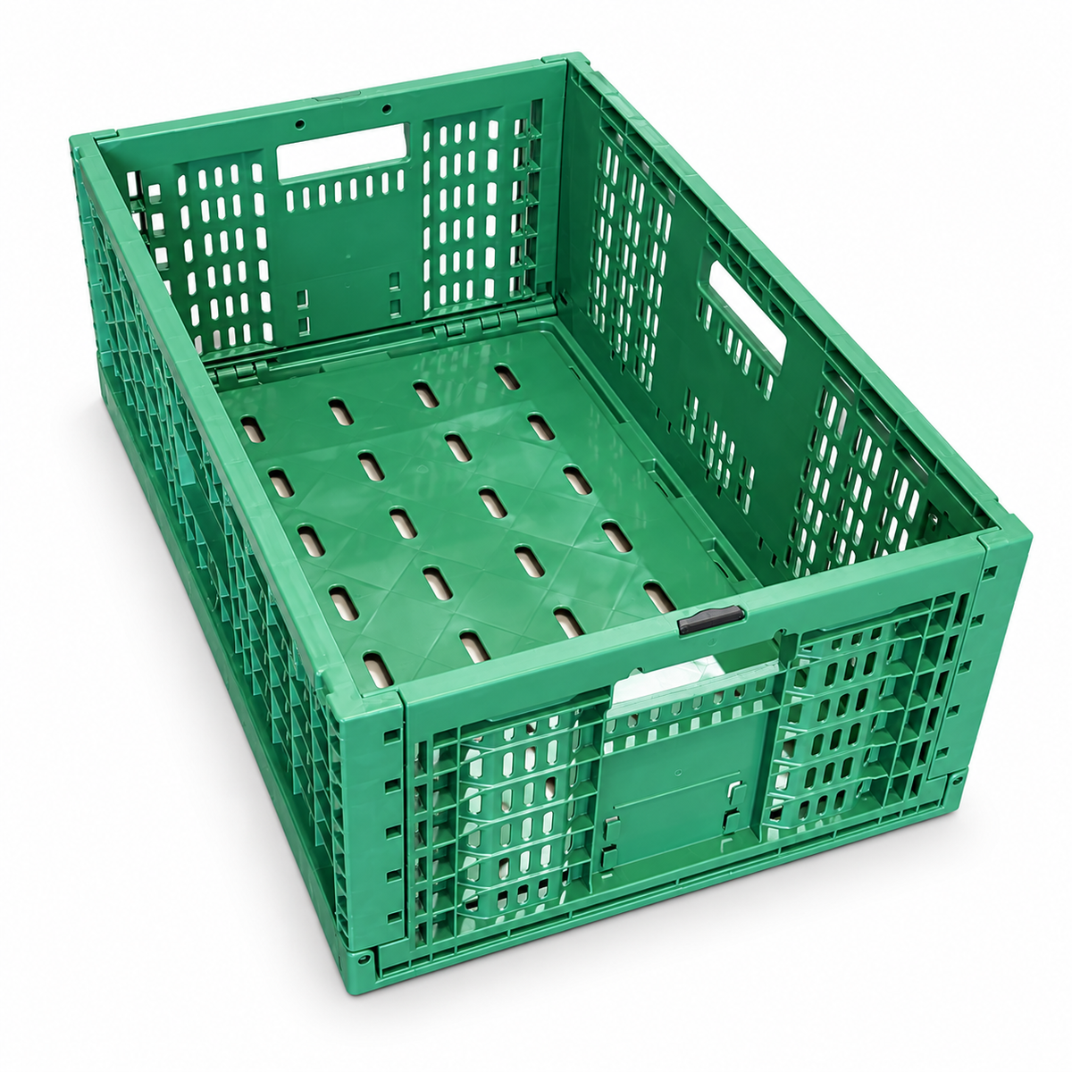 Brisbane only- Green Collapsible Vented Plastic Storage Crate 60x40x31cm Blue Stackable PC60G