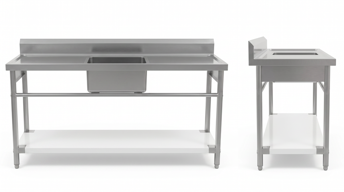 Stainless Steel Kitchen Sink 1800mm Single Centre Bowl