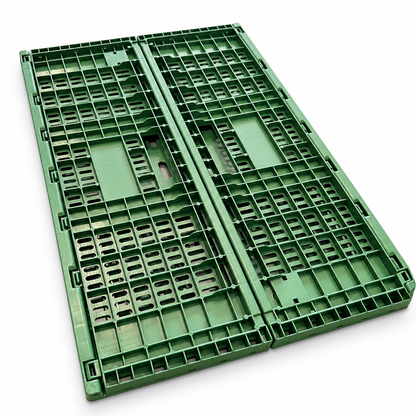 Brisbane only- Green Collapsible Vented Plastic Storage Crate 60x40x31cm Blue Stackable PC60G
