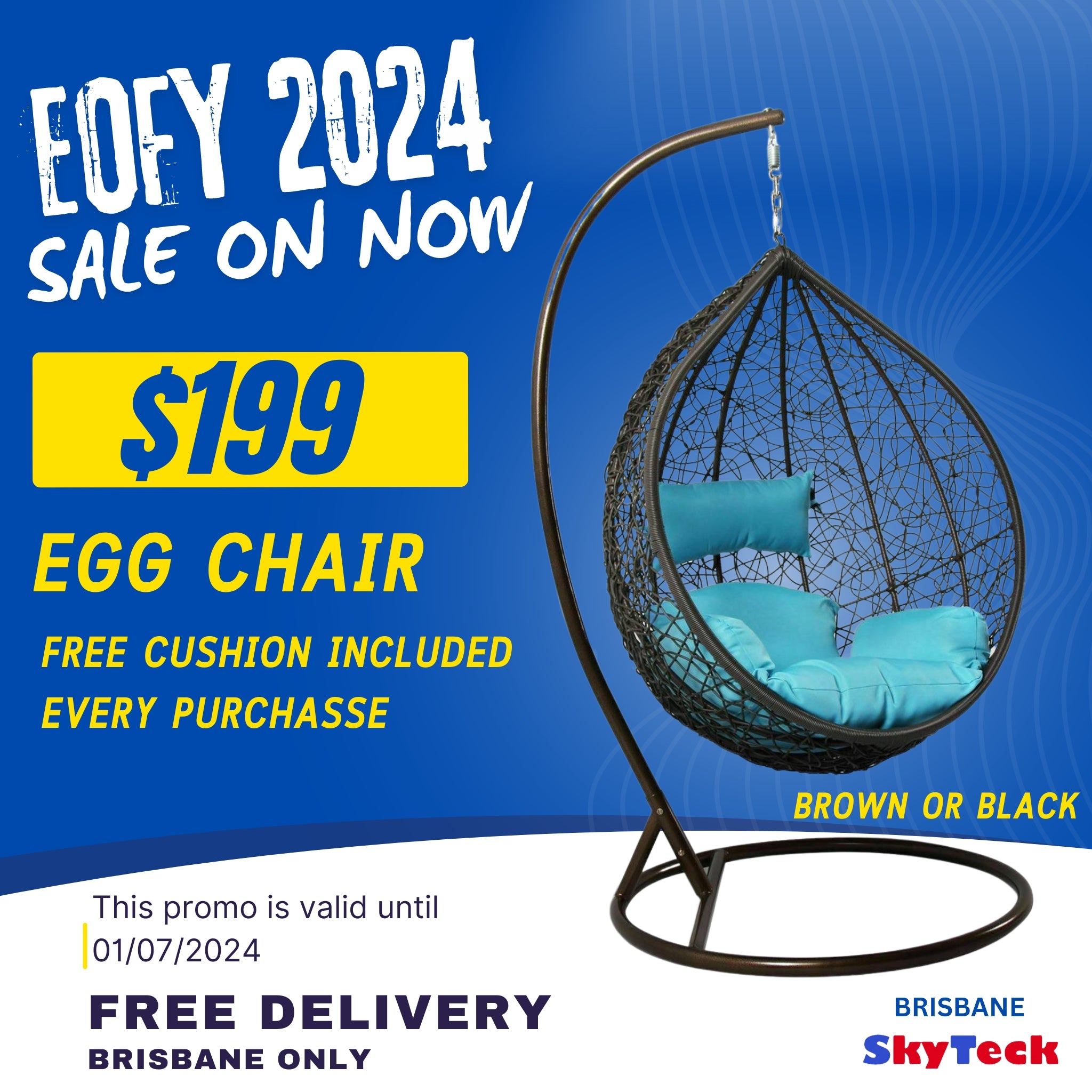 Free Delivery Balck BRAND NEW OUTDOOR DECOR HANGING SWINGING EGG/POD CHAIR FOR GARDEN HOME (BRISABNE ONLY)