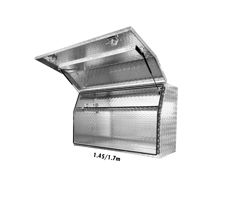 (Full Open) 170cm(L) x 50cm(D) x 70cm(H) Aluminum Checkerplate Tool Box for UTE & Trailer Storage (Sliver)