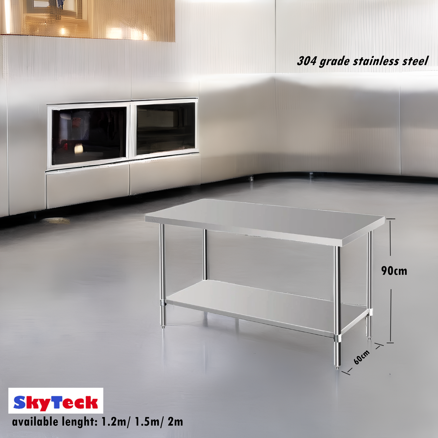 304 Stainless Steel Workbench 1500mm 2-Tier