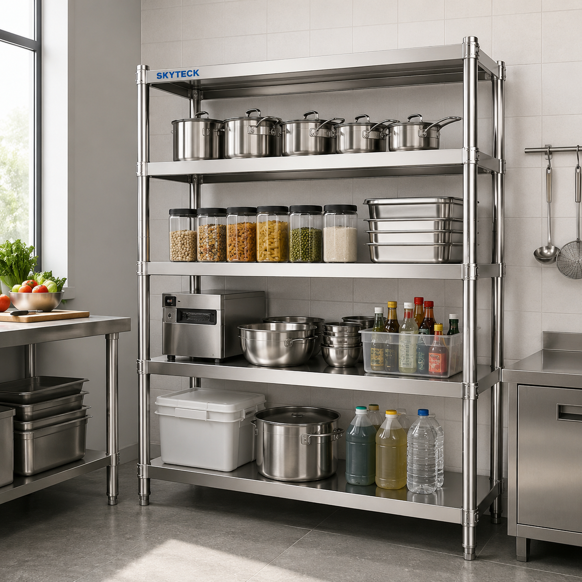 (Brisbane only) 180cm Stainless Steel 5-Tier Shelving Unit